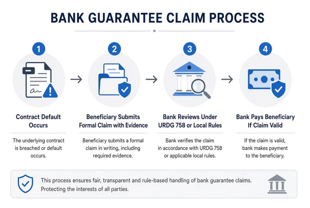 Bank guarantee claim process steps from contract default to payment