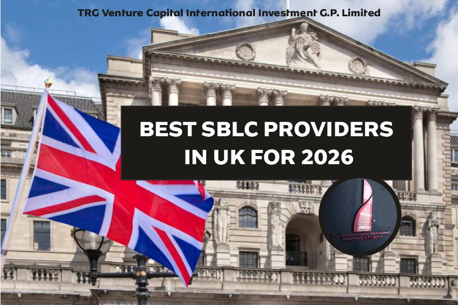 Best SBLC providers in the UK for 2026 featuring TRG Venture Capital International Investment G.P. Limited against Bank of England backdrop: Top standby letter of credit issuers for international trade finance, project funding, and performance guarantees in London.