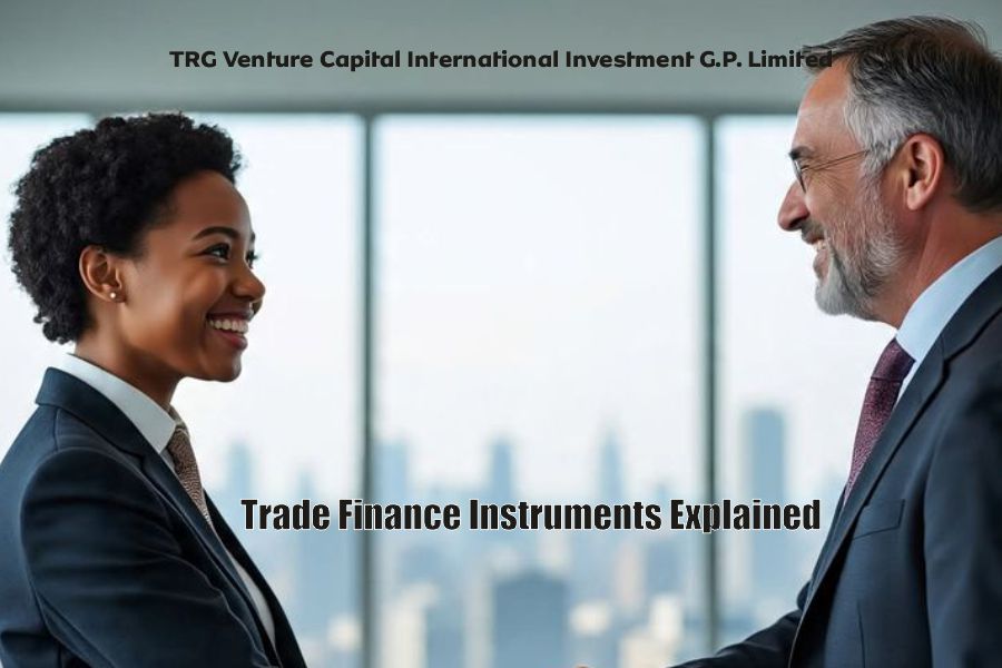 Professional businesswoman and businessman smiling during a meeting, representing expert consultation on trade finance instruments with TRG Venture Capital International Investment G.P. Limited
