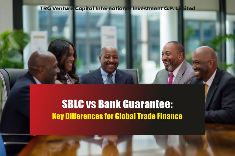 Business team discussing SBLC vs bank guarantee differences at TRG Venture Capital